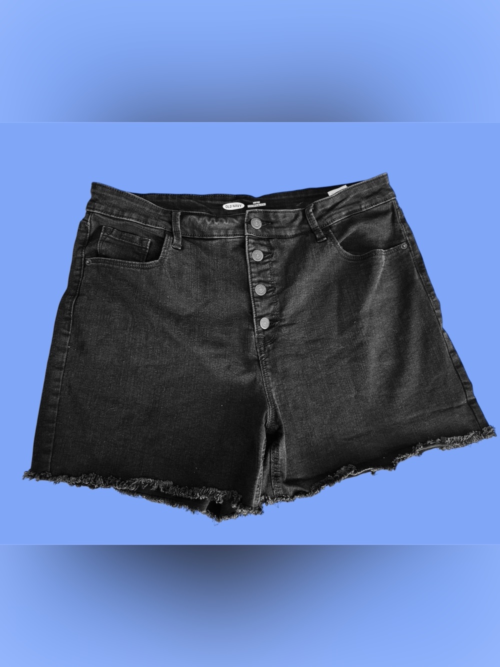 Old Navy Black Frayed Hem High-Rise Secret-Slim Pockets Denim Shorts - Size 18